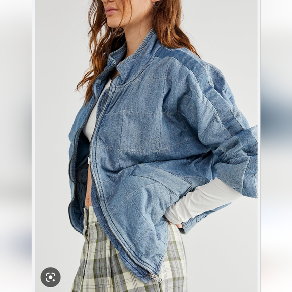 Free People Jackets & Blazers - Free People Denim Dolman Quilted Jacket